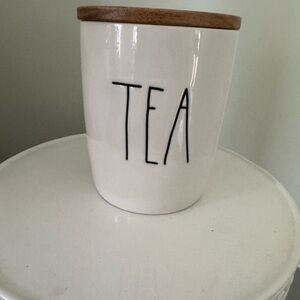 Rae Dunn White Tea Canister with wooden lid